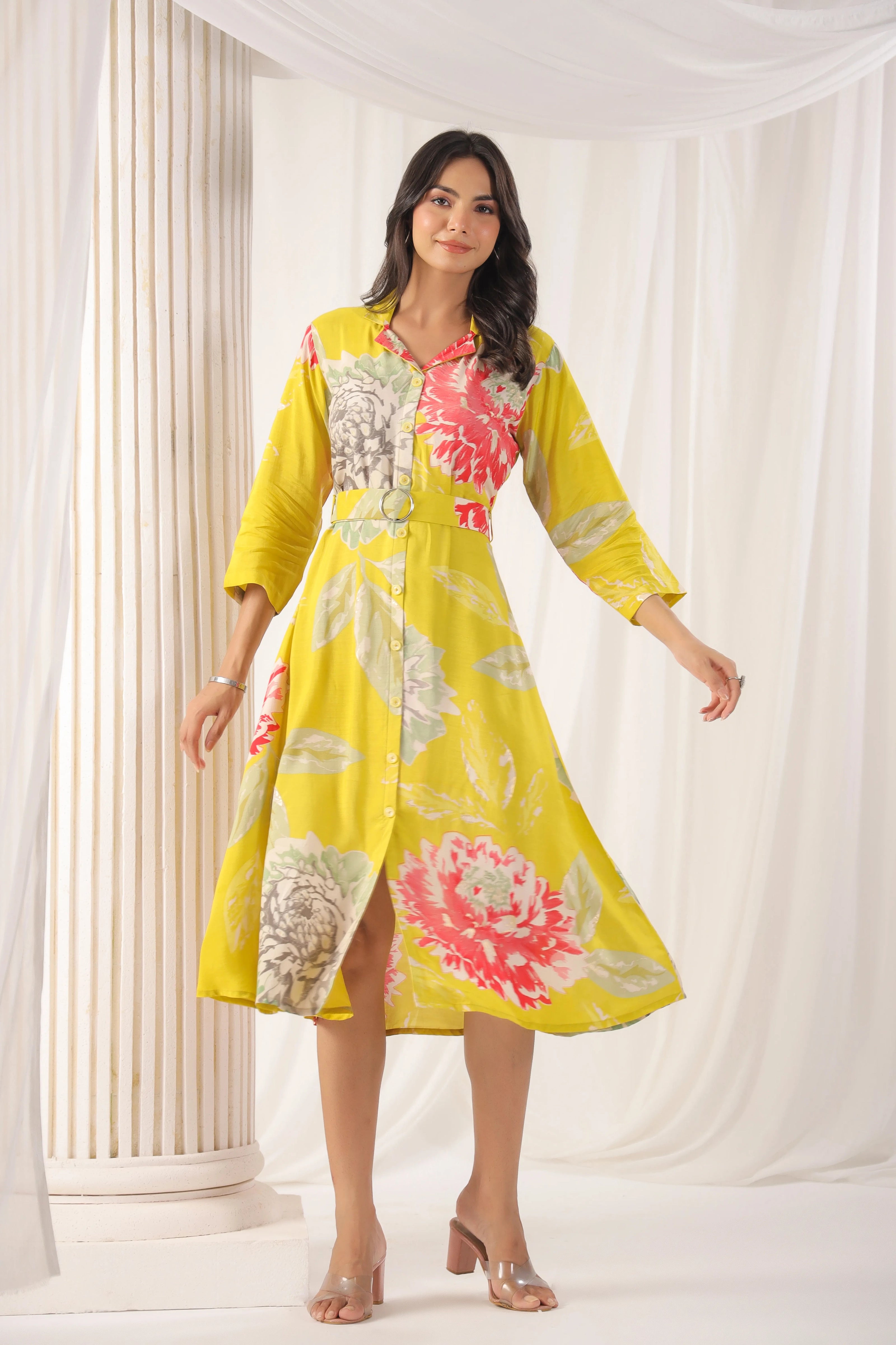 midi front tie dress Baltic Born Womens Lakewood Tie Dress | Pink Multi