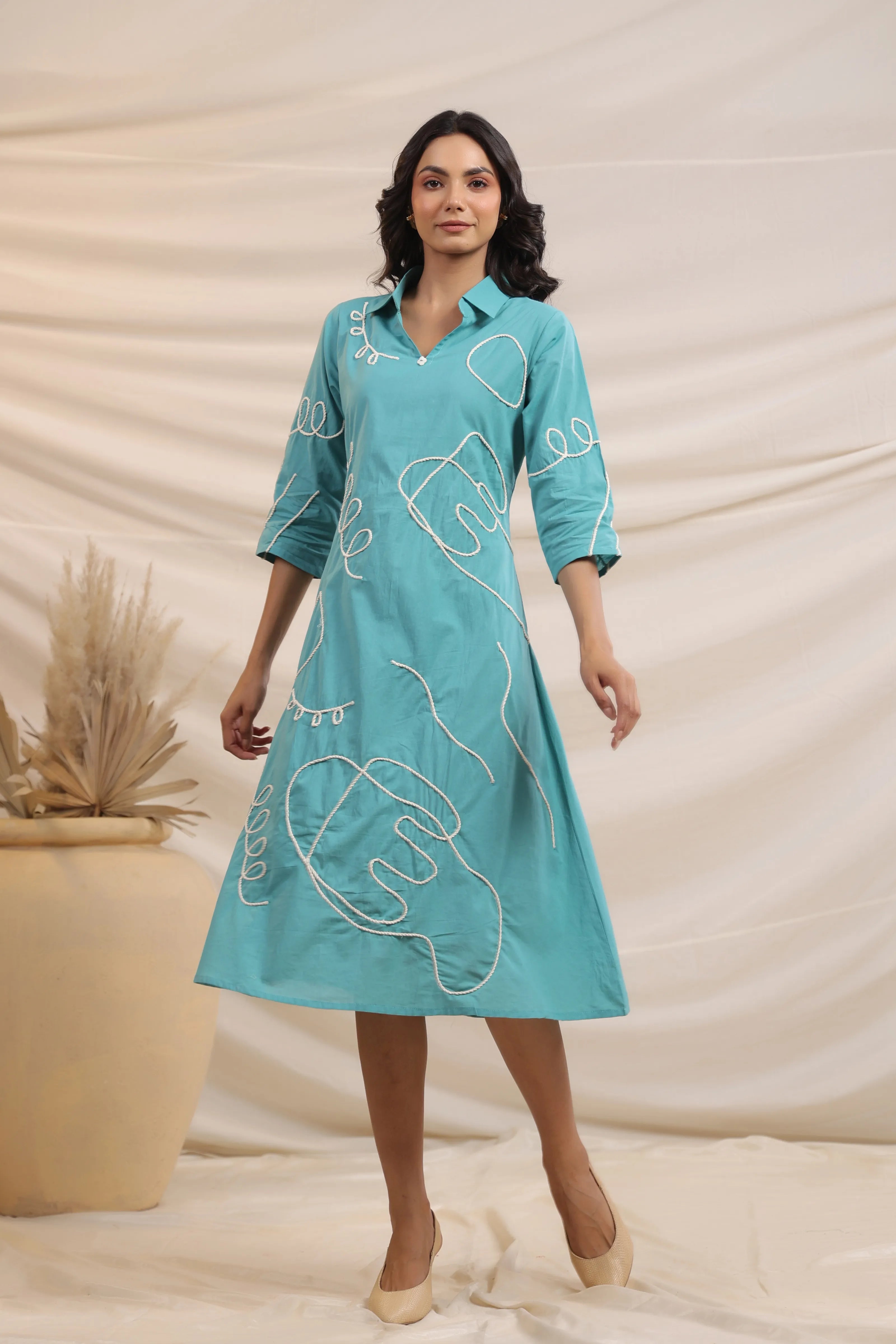 cotton cambric dress Yellow Printed Flared Cotton Cambric Dress  Trendphoria