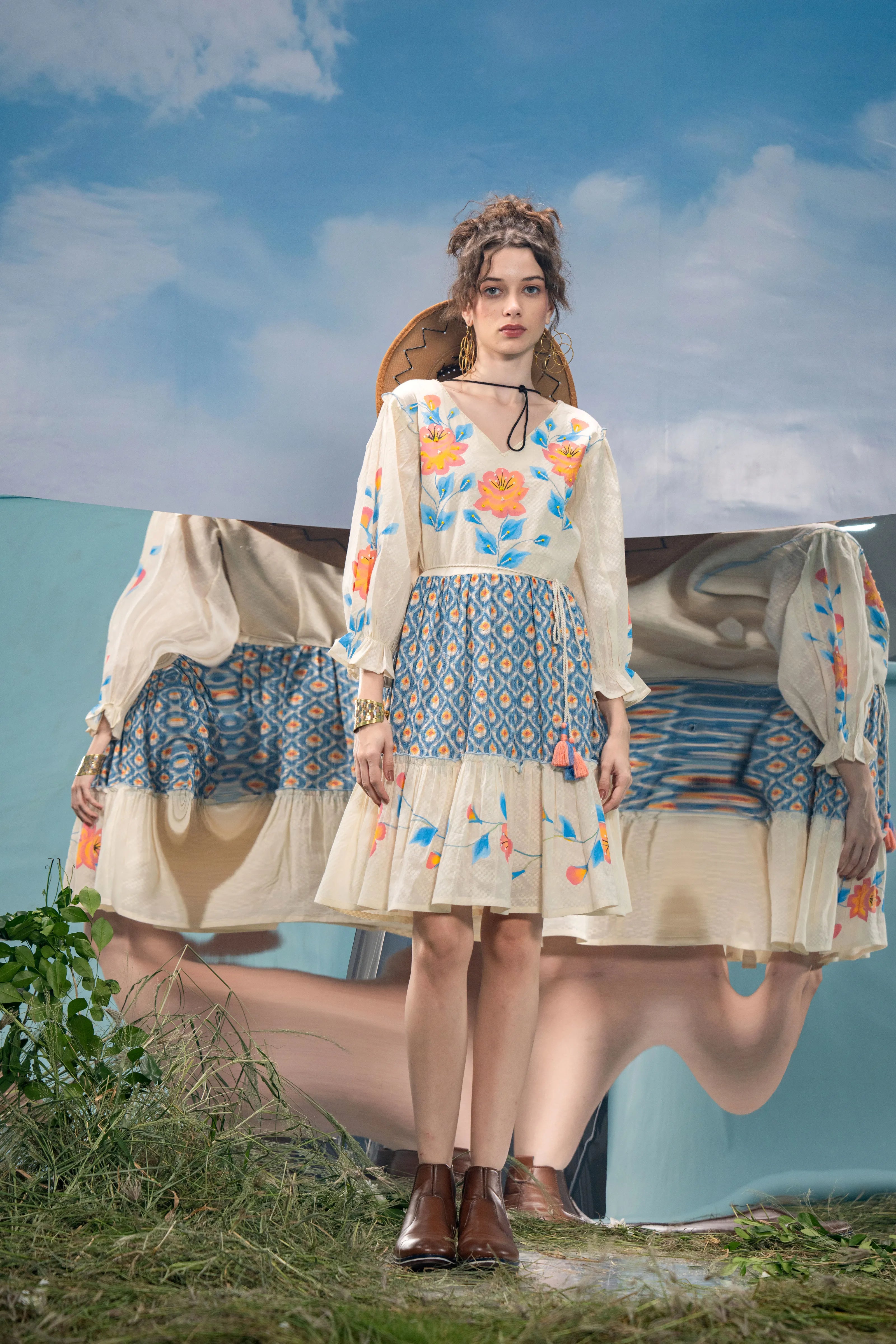 handpainted cotton dress Shop Whimsy White Handpainted Cotton Dress for Women Online at Aachho Aachho.co