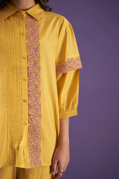 Yellow Lace Embroidered Kurta and Trouser