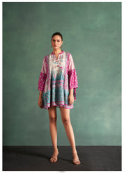 Multi-Floral Cotton Viscose Printed & Pleated Tunic