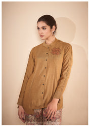 Mustard  Embroidered  Linen Co-Ord Set