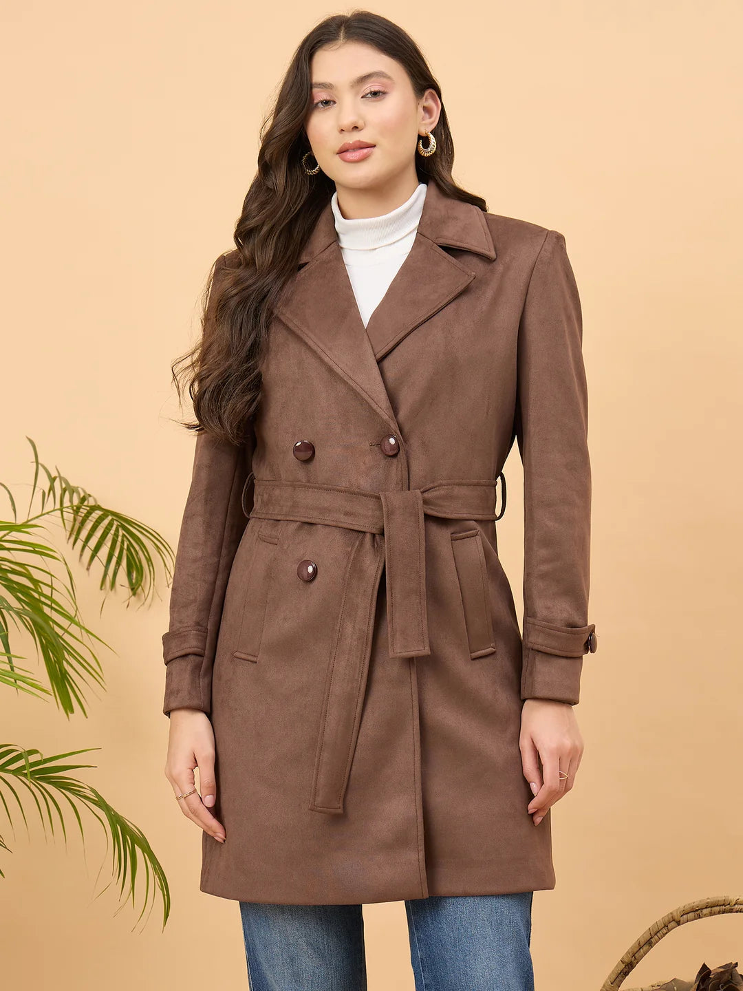 Spink Women's Suede Trench Coat – Brown