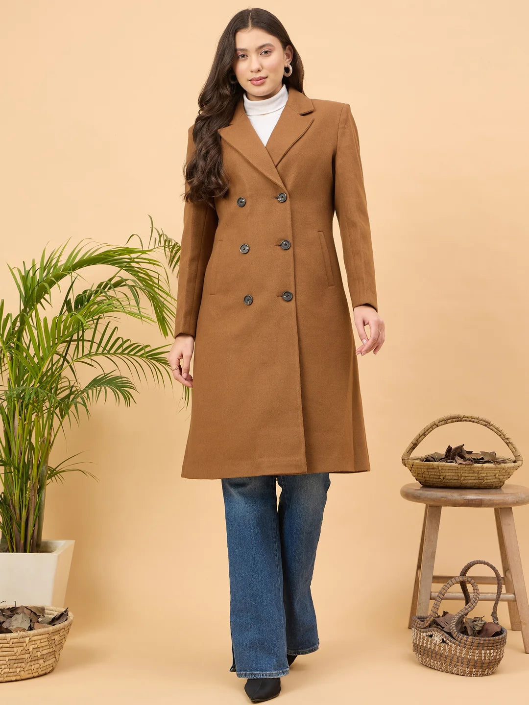 Spink Women's Double Breasted Winter Coat – Camel