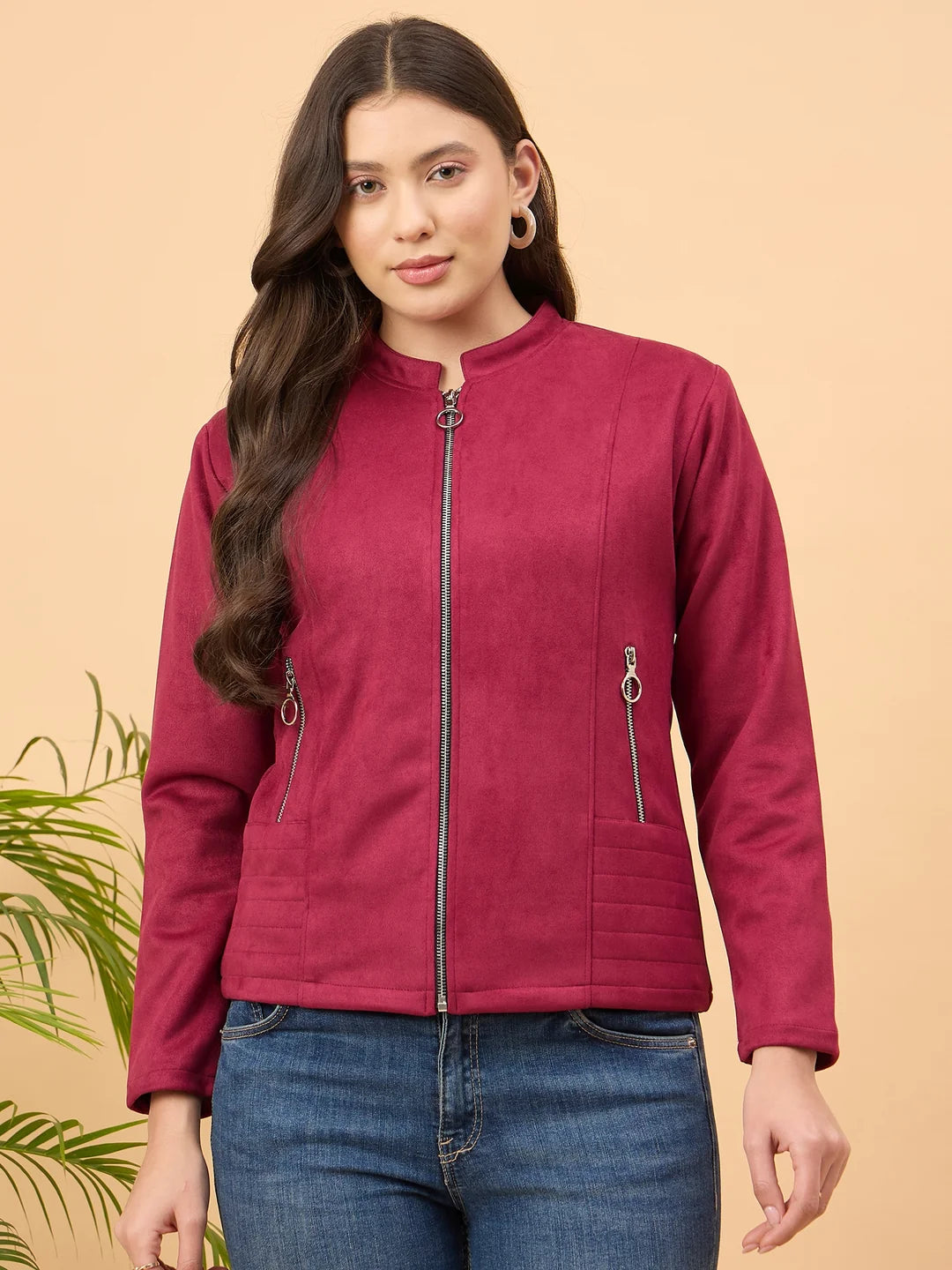Spink Women's Solid Jacket – Maroon