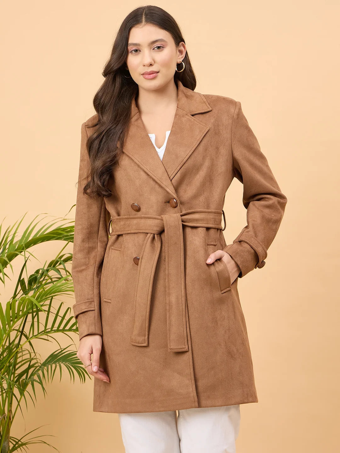 Spink Women's Suede Trench Coat – Tan
