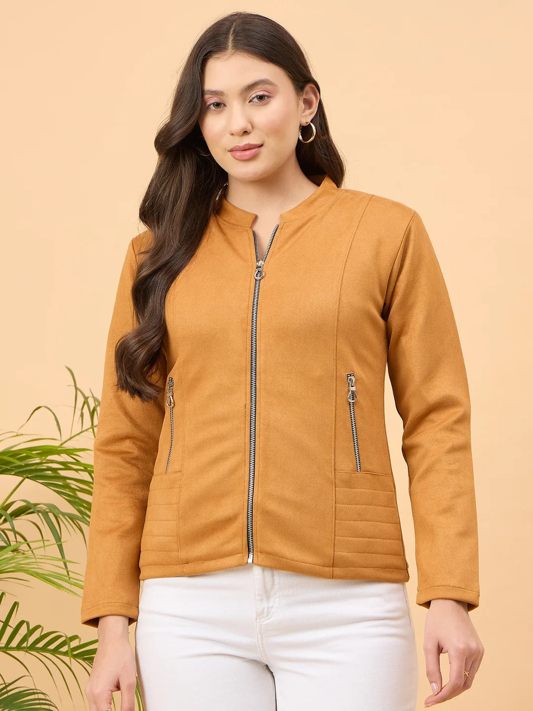 Spink Women's Solid Jacket – Mustard