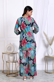 Tropical Collage Printed Cotton Kurta With Pant