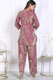 Crimson Paisley Printed Short Kurta Set