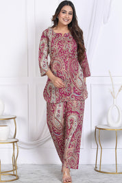 Crimson Paisley Printed Short Kurta Set