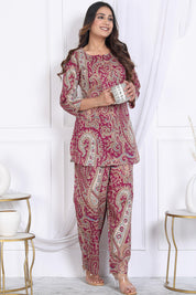 Crimson Paisley Printed Short Kurta Set