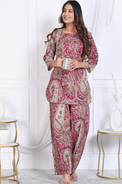 Crimson Paisley Printed Short Kurta Set