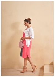 Abstract Color-Blocked  Cotton A-Line Dress