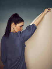 Dark Purple Embroidered Tunic with Trouser