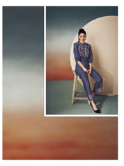 Dark Purple Embroidered Tunic with Trouser