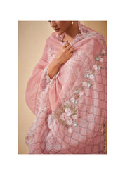 Pastel Peach Pakistani Work Ethnic Cotton Set With Dupatta