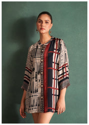 Multi-Color Abstract Printed Tunic in Crepe