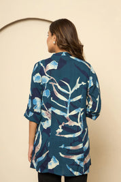 Ocean Blue Artistic Brushstroke Rayon Tunic