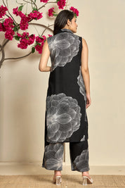 Black Base Grey Floral Kurta Set