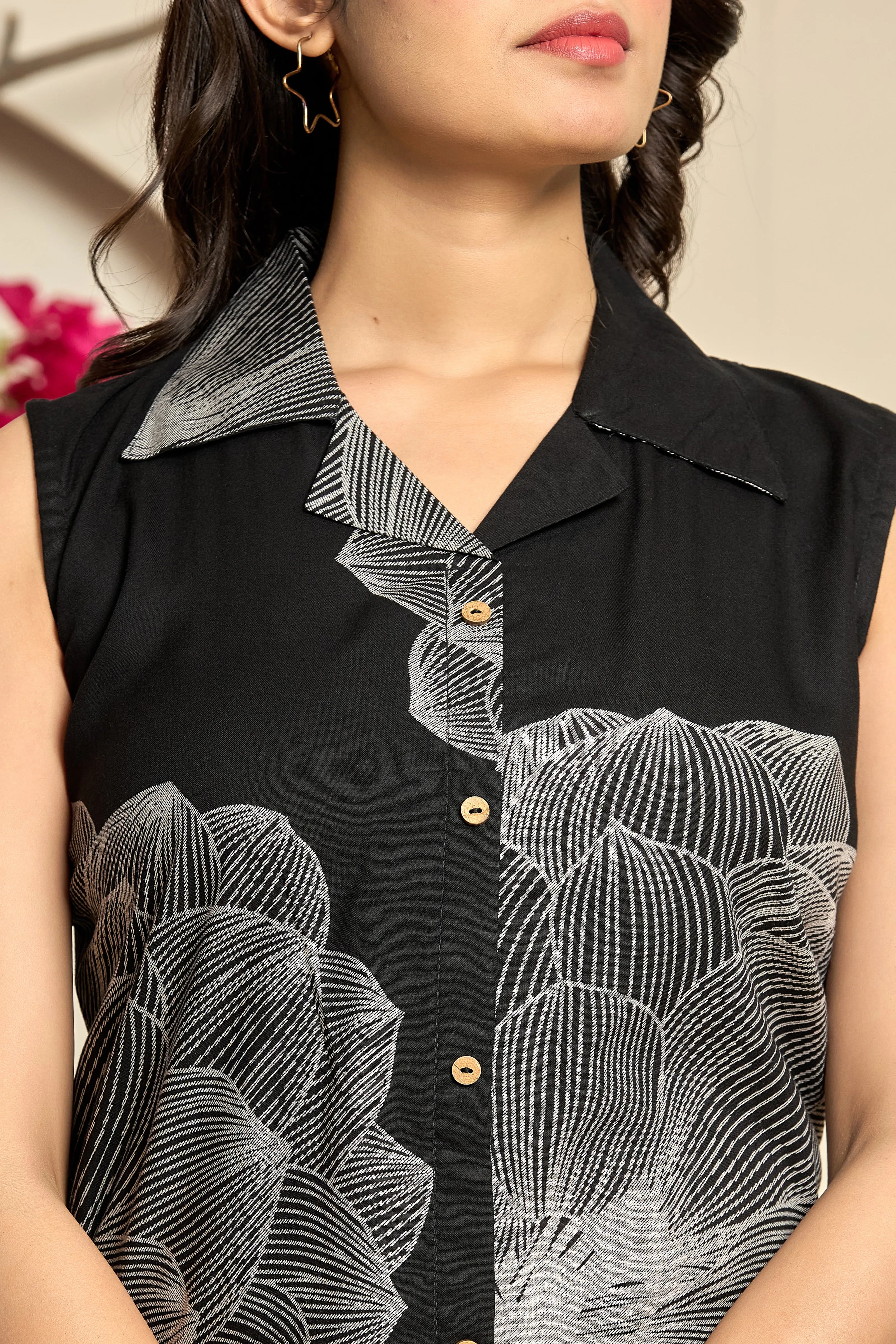 Black Base Grey Floral Kurta Set