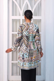 High-Low Multicolor Printed Muslin Tunic