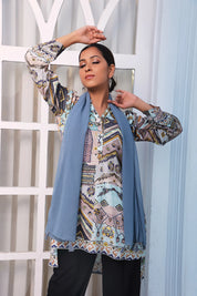 High-Low Multicolor Printed Muslin Tunic