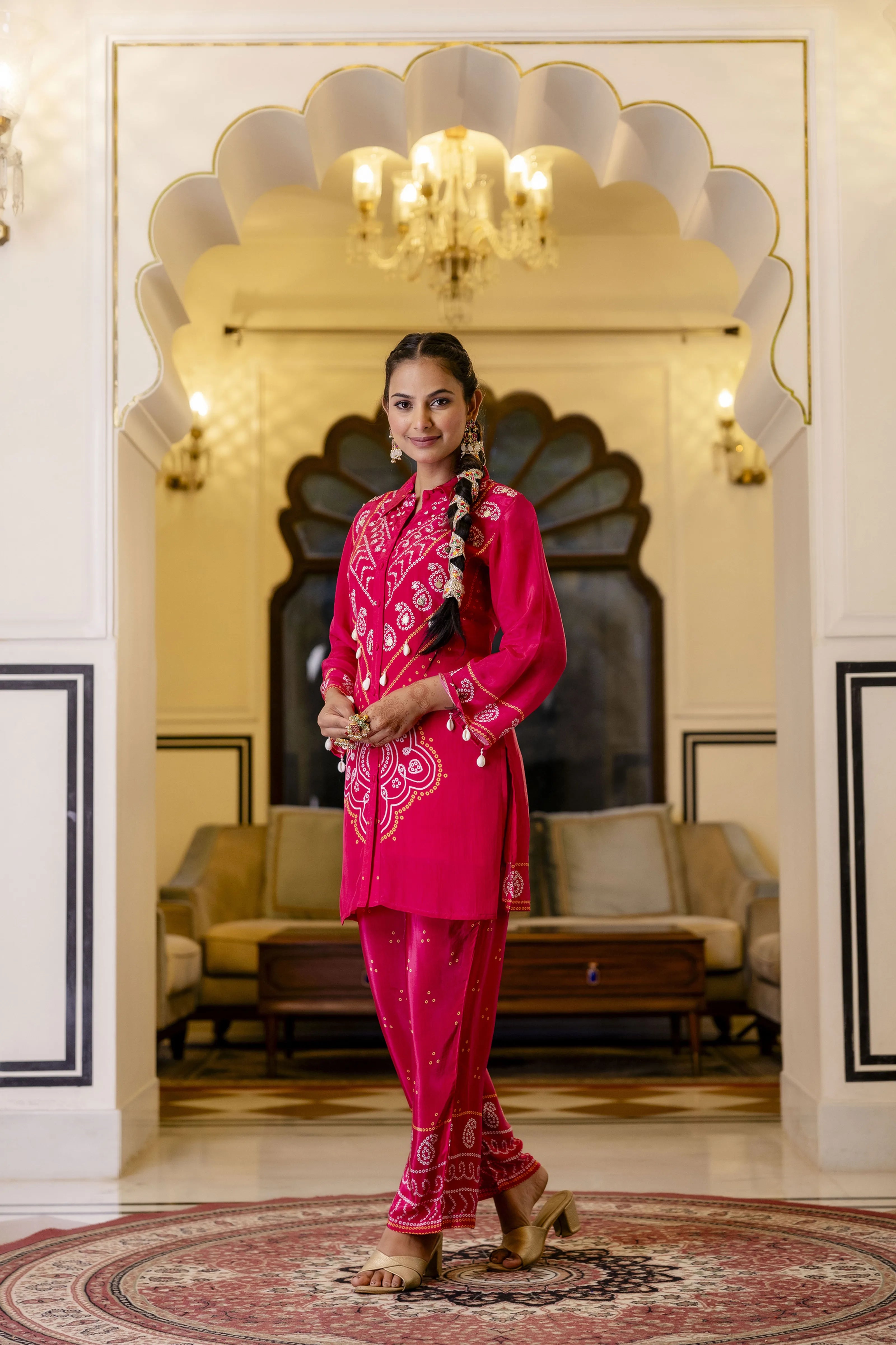 Raspberry Pink Mirror Embroidered Co-ord Set