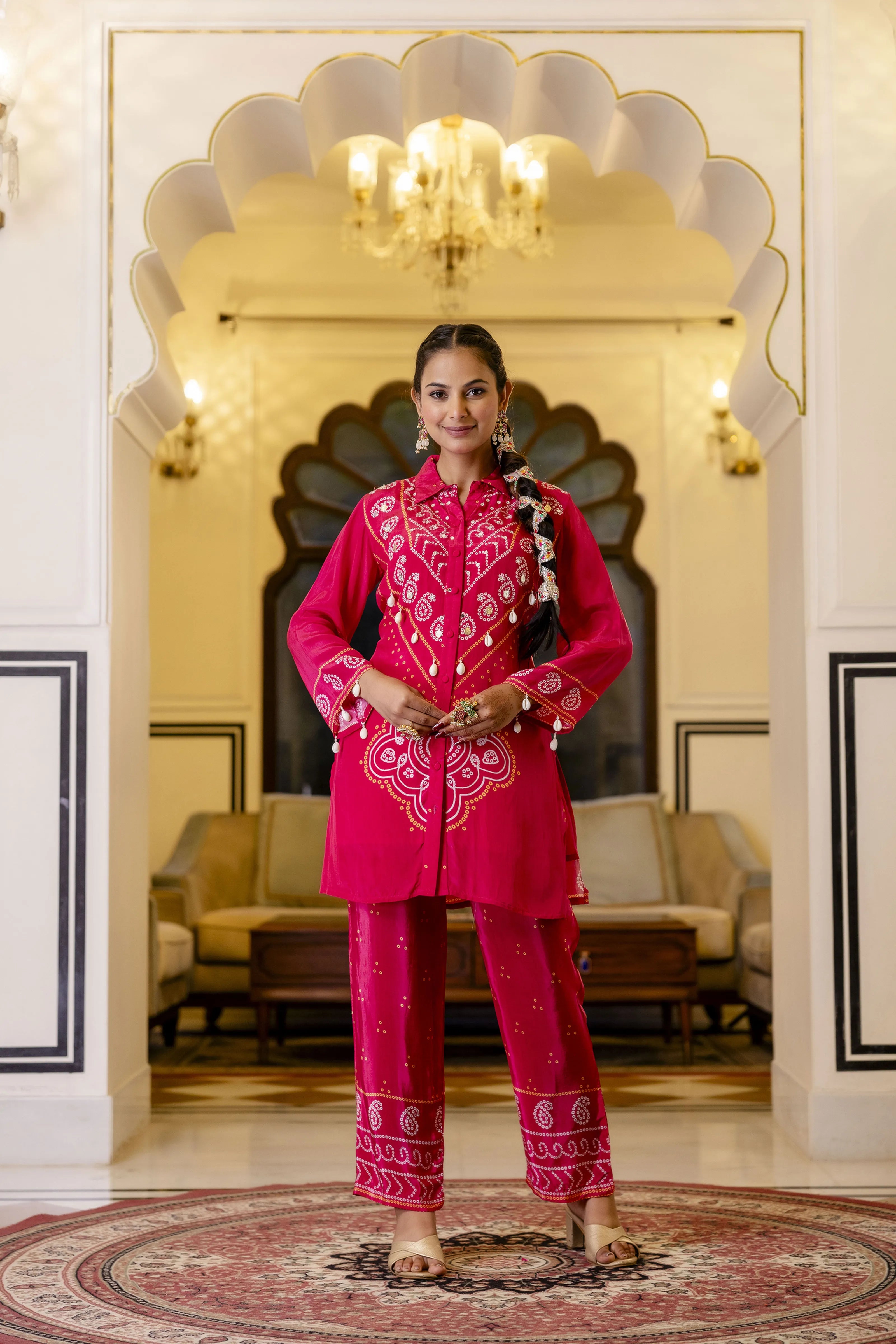 Raspberry Pink Mirror Embroidered Co-ord Set