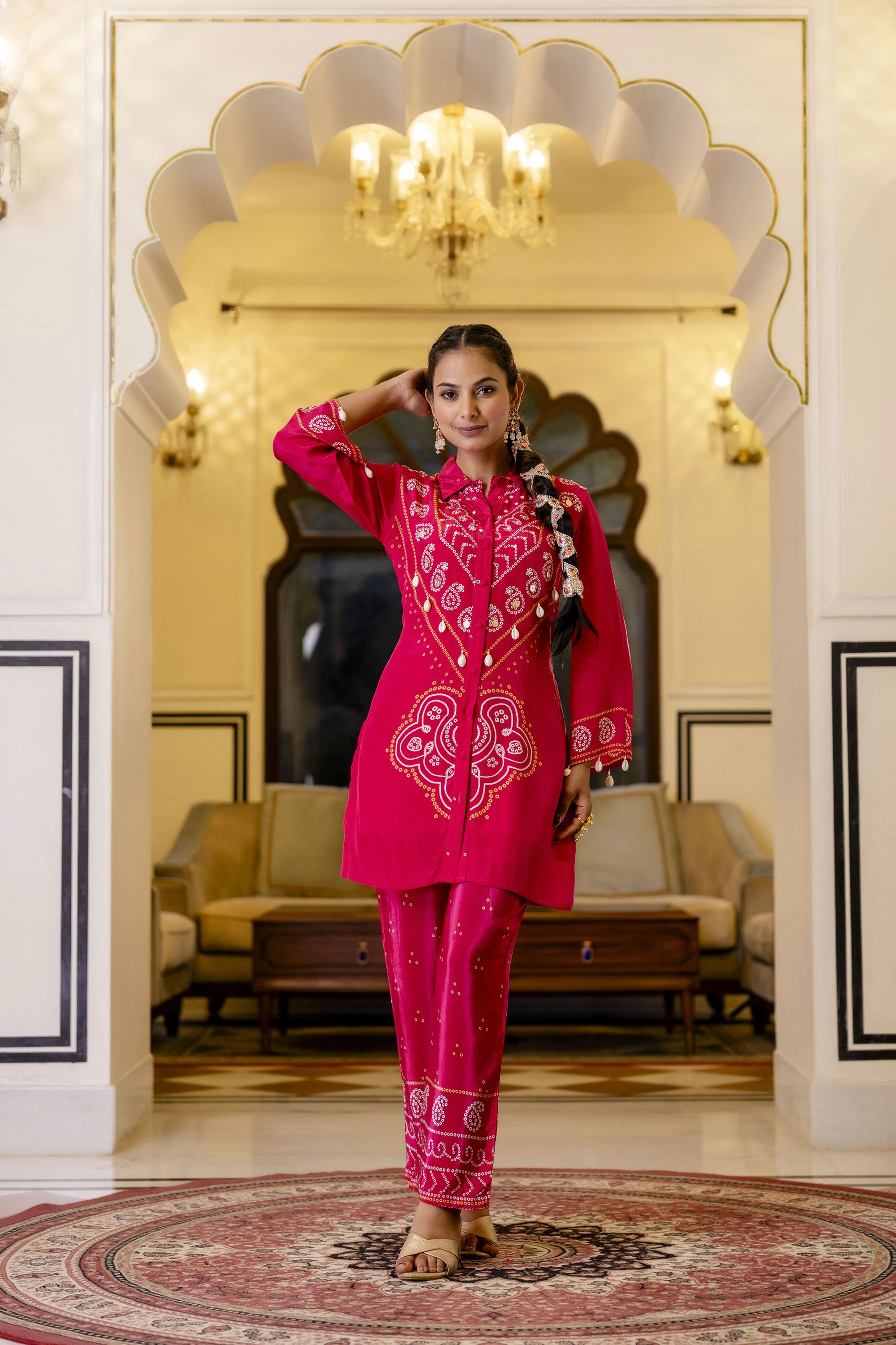 Raspberry Pink Mirror Embroidered Co-ord Set