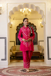 Raspberry Pink Mirror Embroidered Co-ord Set