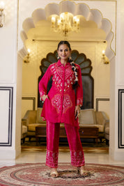 Raspberry Pink Mirror Embroidered Co-ord Set