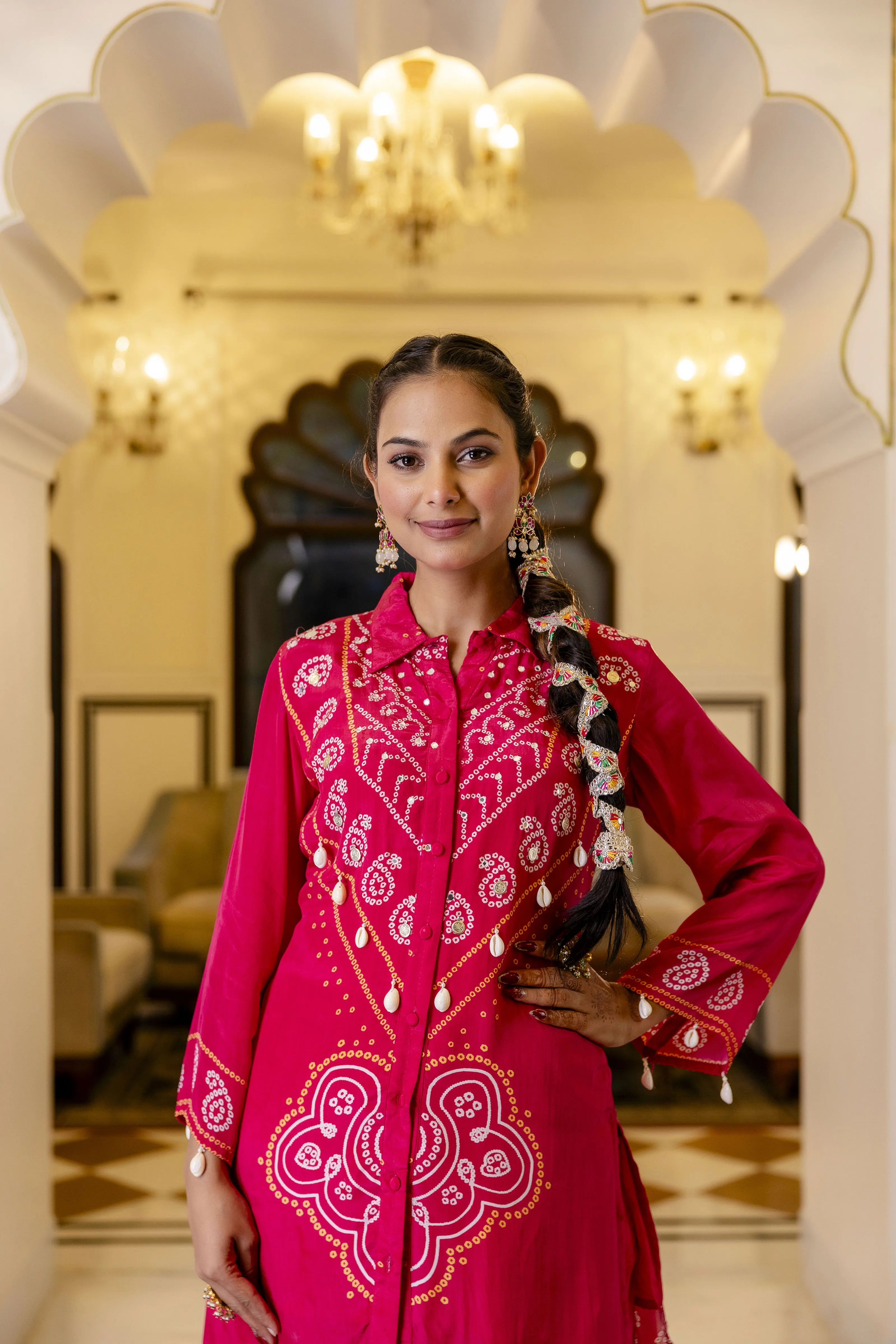 Raspberry Pink Mirror Embroidered Co-ord Set