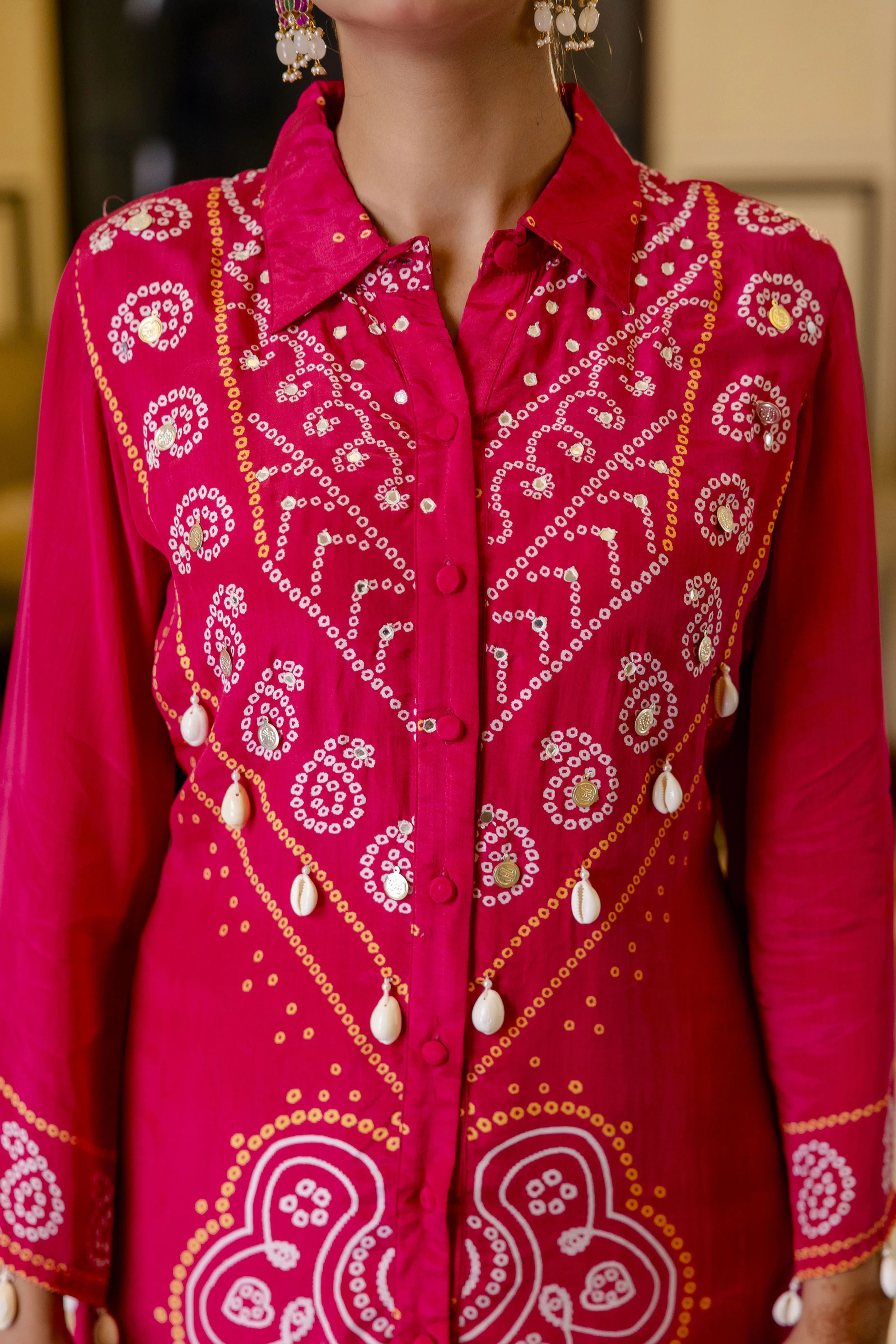 Raspberry Pink Mirror Embroidered Co-ord Set