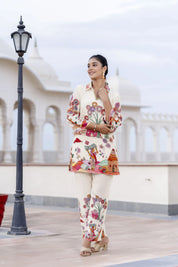 Off-White Base Multicolor Village Story Co-ord Set