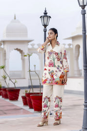 Off-White Base Multicolor Village Story Co-ord Set