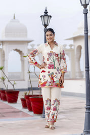 Off-White Base Multicolor Village Story Co-ord Set