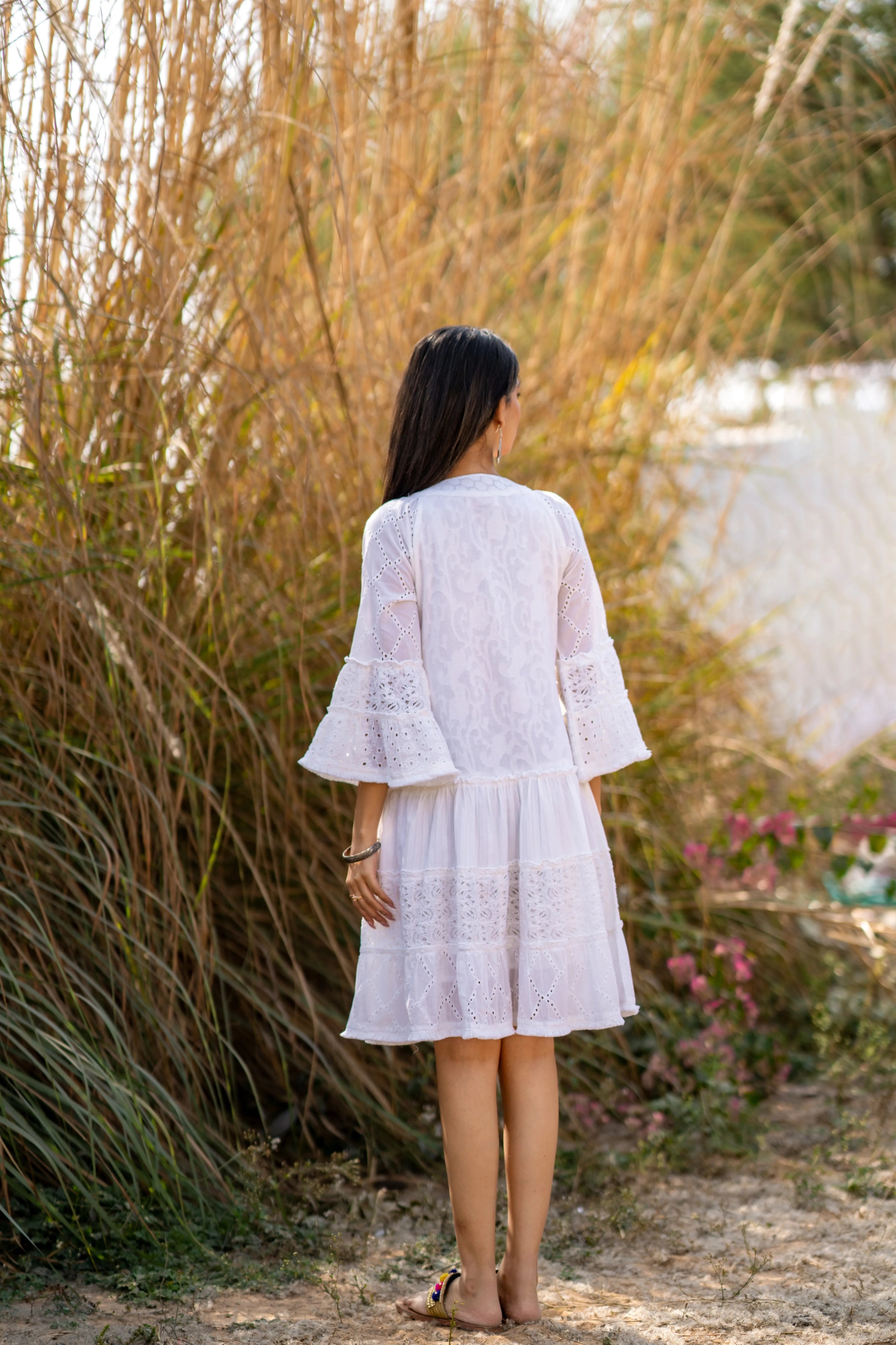 schiffli embroidered dress Schiffli Cotton Dress Pearl Embroidery And Elegant