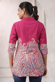 Magenta Color Printed Cotton Top