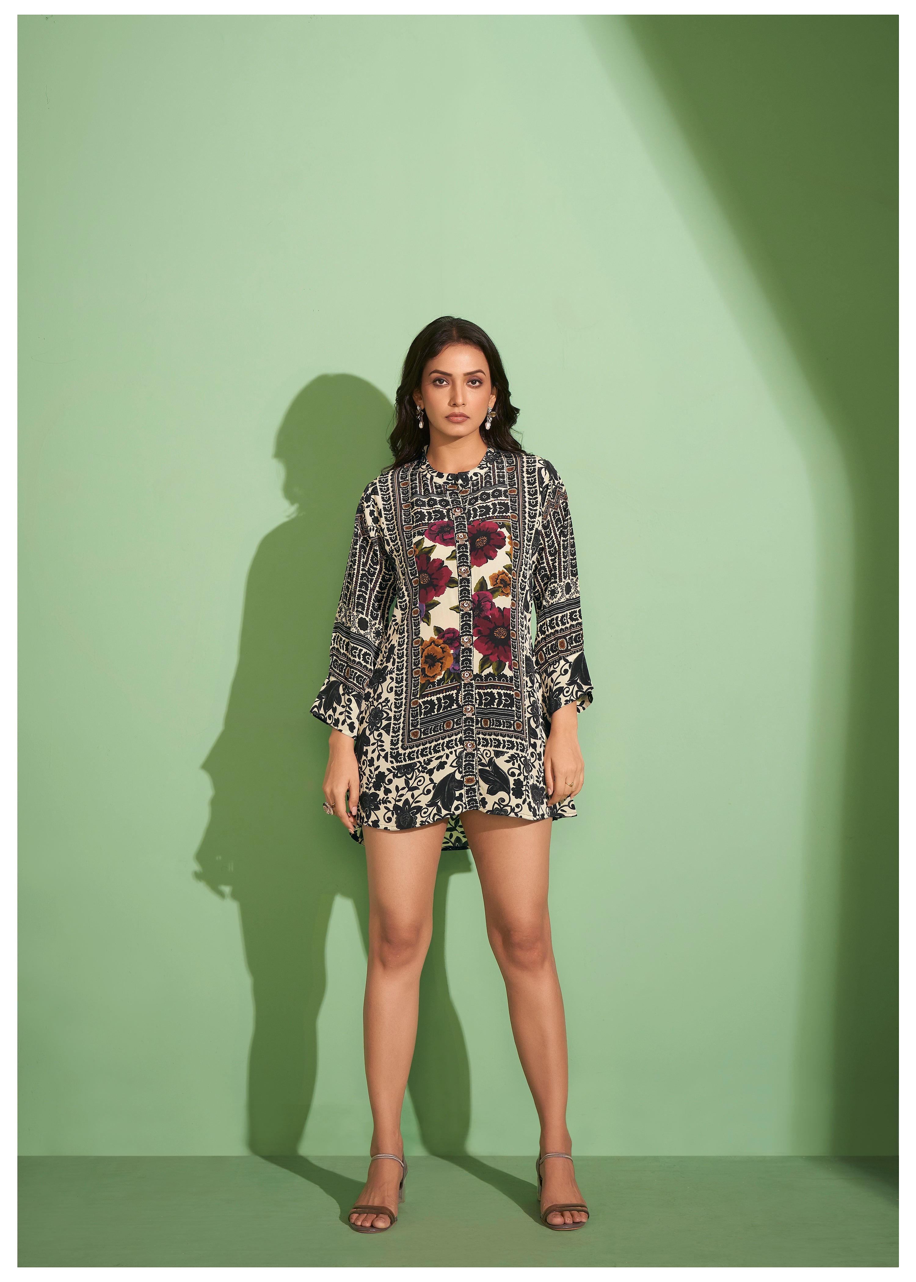 Floral Printed Crepe Placement Tunic