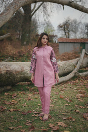 Pink Embroidered Tunic and Trouser Co-Ord Set