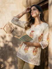 Hand Block Floral Placement Kurti