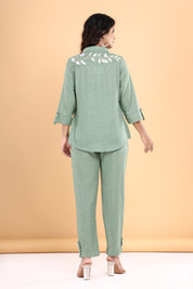 Enakshi Green Cotton Linen Co-Ord Set