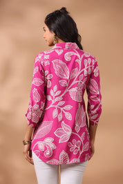 Pink Floral Print Russian Silk Tunic