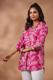 Pink Floral Print Russian Silk Tunic