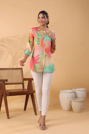 Multi Floral Print Russian Silk Tunic