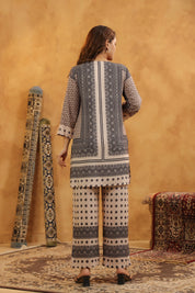 Black & Beige Mirror Work Co-ord Set