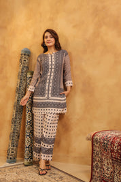 Black & Beige Mirror Work Co-ord Set