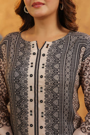 Black & Beige Mirror Work Co-ord Set