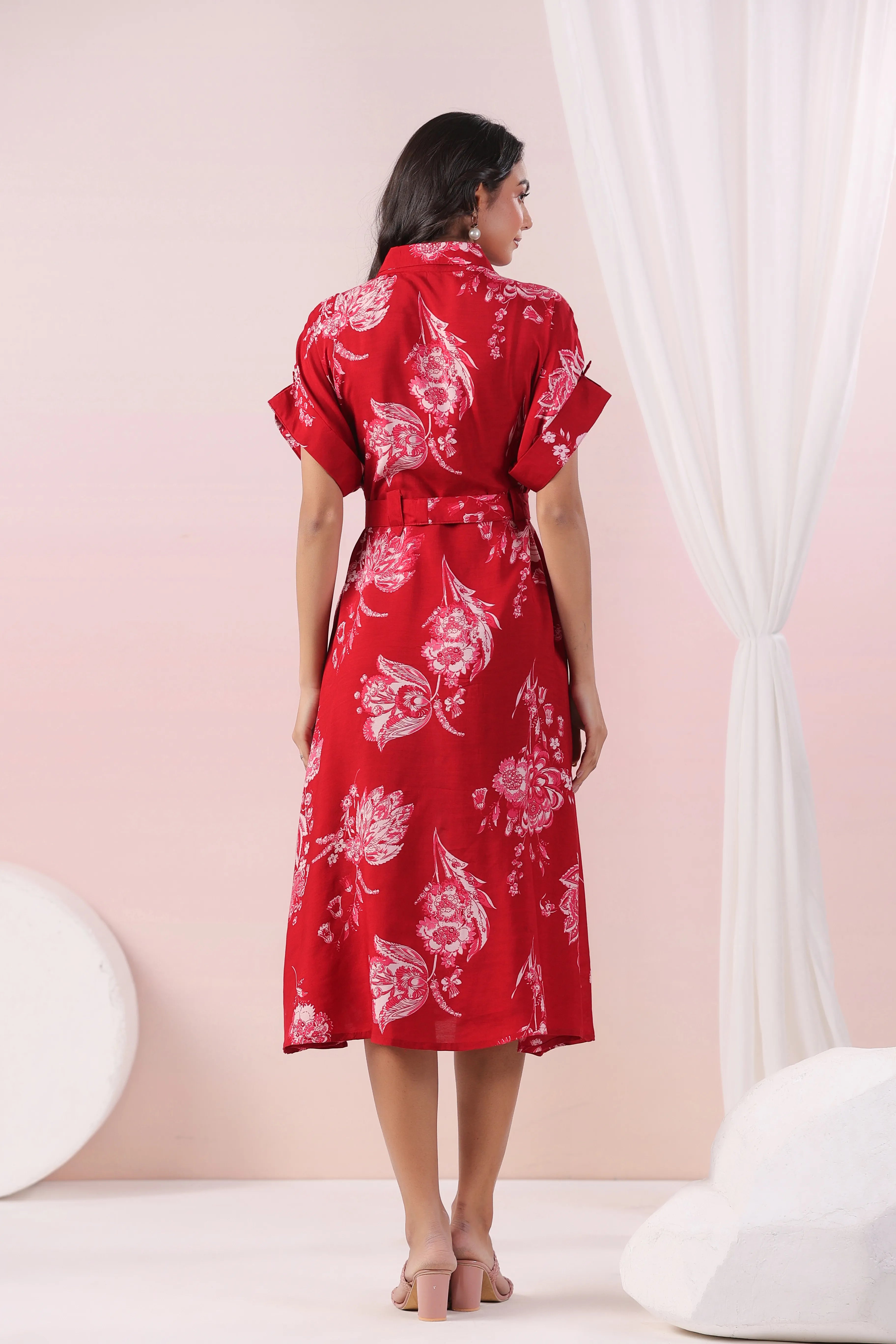 red floral silk dress Red Backless Dress - Floral Print Dress - Surplice Maxi Dress
