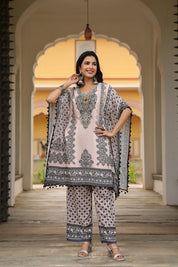 Black & Baby Pink Heritage Mirror Embellished Co-ord Set